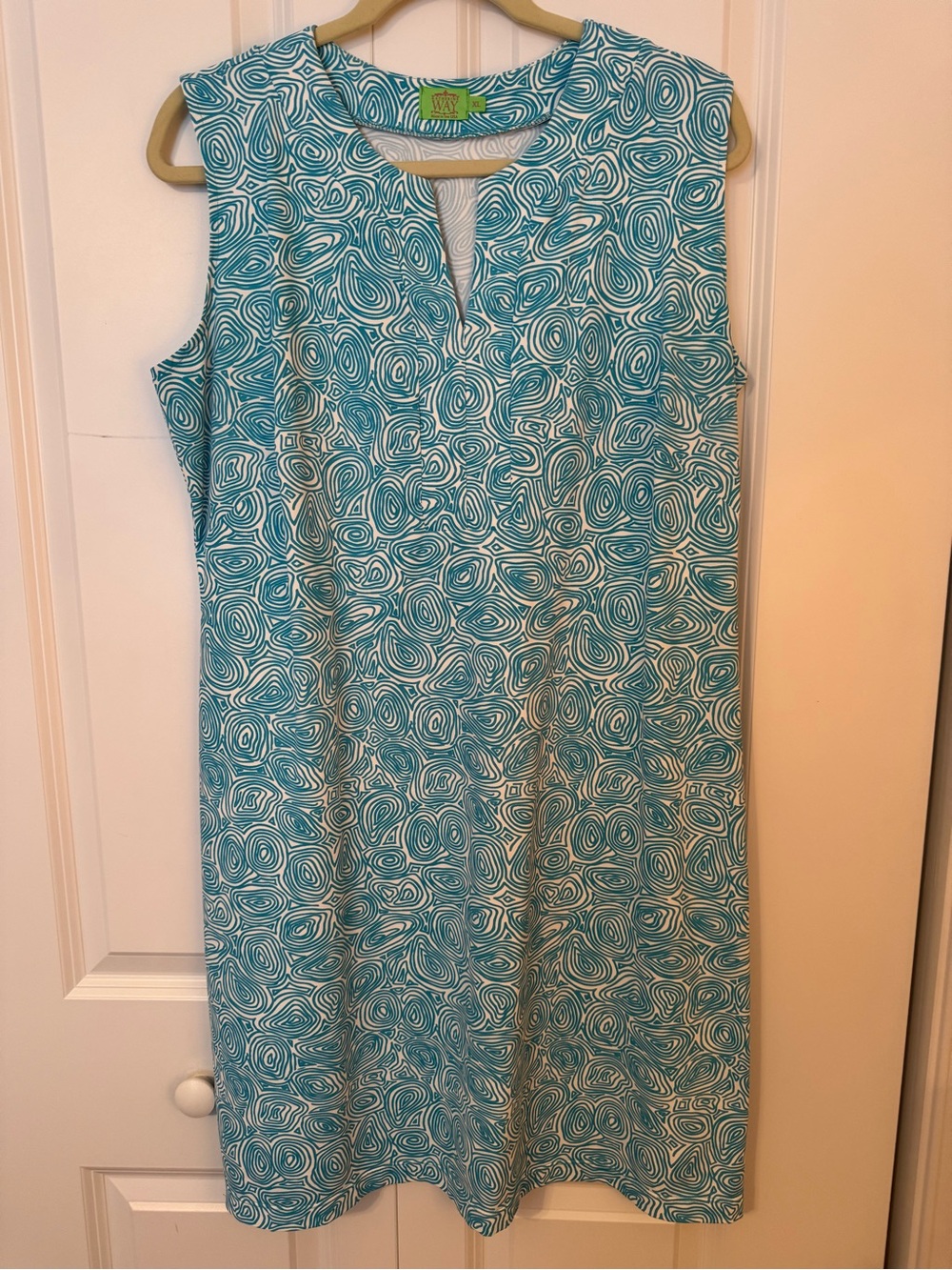 Katherine Way Sleeveless Turquoise Swirl Shift Dress